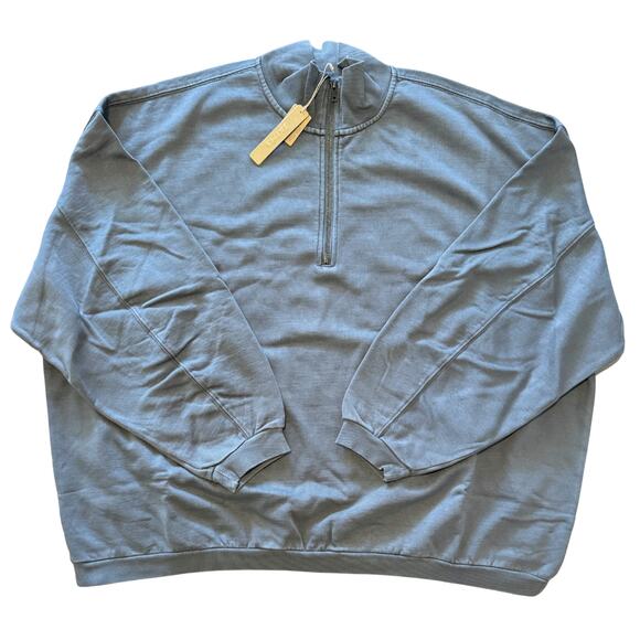 NWT SKIMS Half-Zip Slouchy Oversized Boyfriend Fleece Zircon Sz L Oversized - Picture 1 of 5